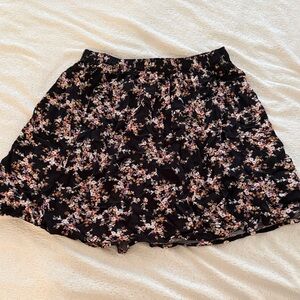 Old Navy Black Floral Circle Skirt